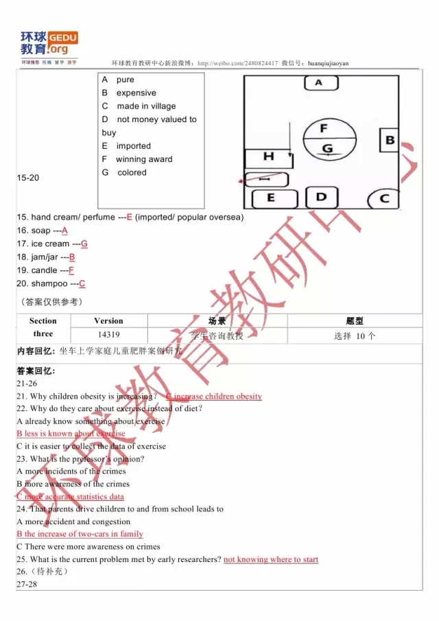 环球教育教研中心10月8日雅思听力机经2