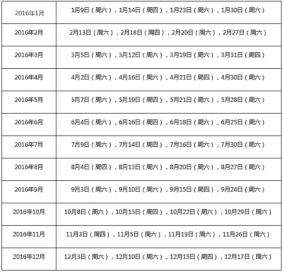 雅思考试日期